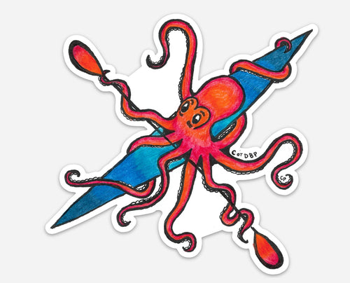 Paddling Octopus Stickers